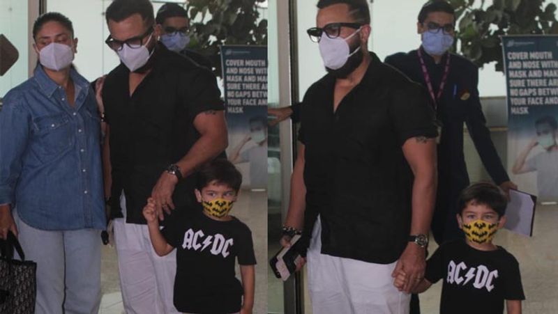 Kareena kapoor spotted with husband Saif Ali khan, son Jeh was keen to come to actress