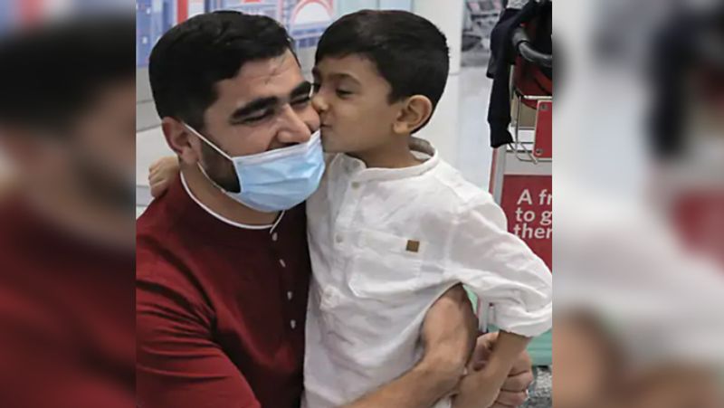 Afghanistan 3 year old child lost in kabul blasts met his family after two weeks, stayed in Doha