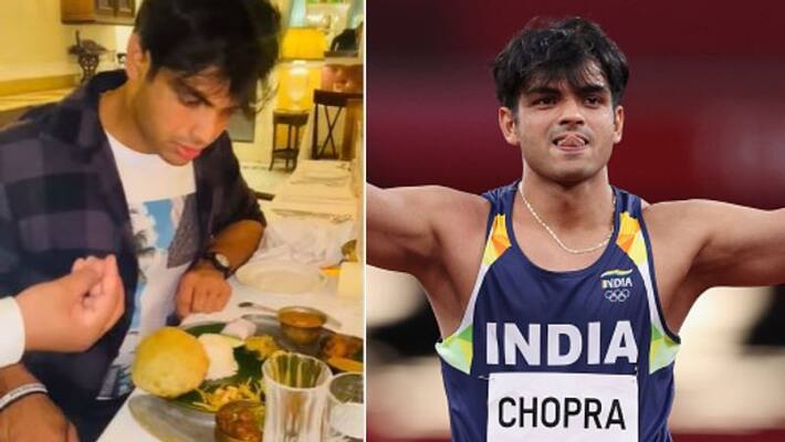 Olympic gold medalist Neeraj Chopra having completely bengali food in Kolkata spb Olympic gold medalist Neeraj Chopra having completely bengali food in Kolkata spb