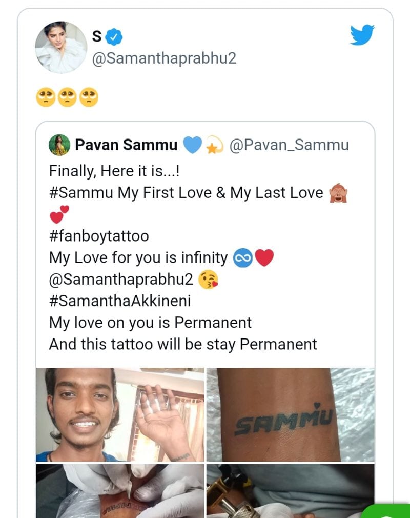samantha daring move responds to a die hard fan tweet and shares his photos in public