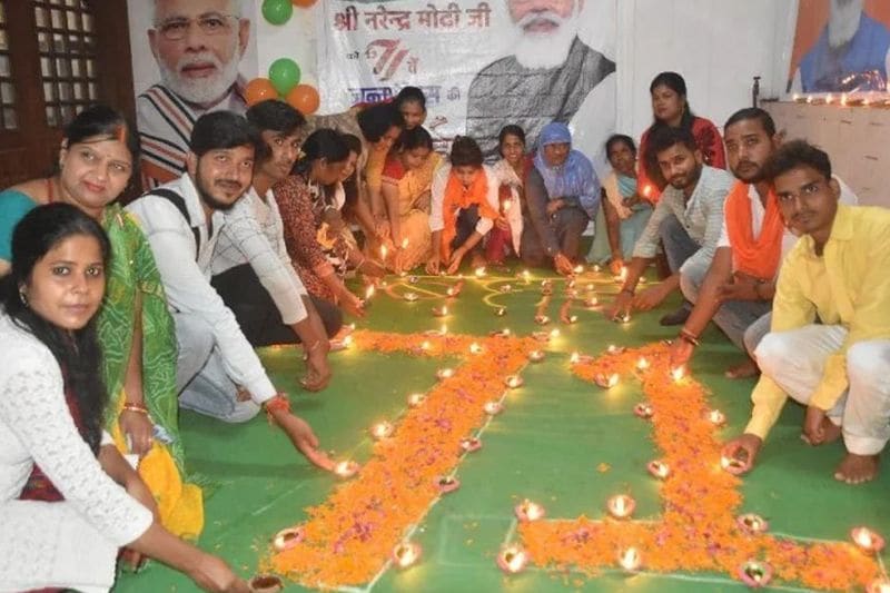 BJP workers and supporters celebrated PM Narendra Modi parliamentary constituency Varanasi