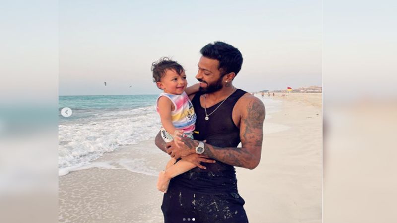 IPL 2021: Hardik Pandya chills with wife Natasa Stankovic and son Agastya at beach, see pictures