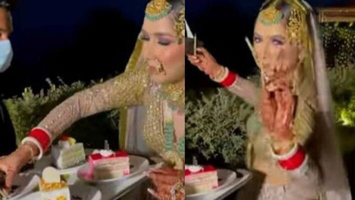 Bride Eats Pastry While Dancing On Wedding Day Bride Eats Pastry While Dancing On Wedding Day