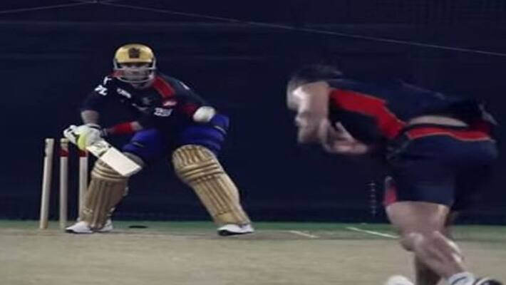 rcb batsman glenn maxwell clean bowled when tried to play his identity shot of reverse flick during practice in ipl 2021 rcb batsman glenn maxwell clean bowled when tried to play his identity shot of reverse flick during practice in ipl 2021