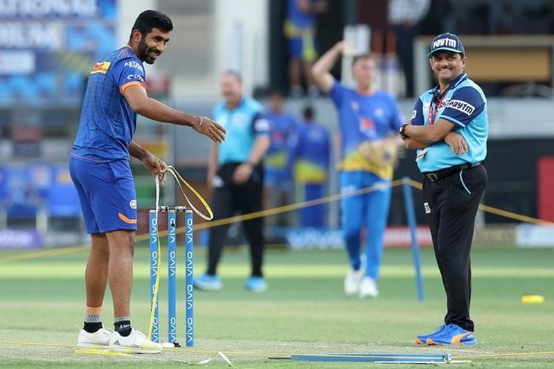 mumbai indians hands jasprit bumrah special jersey of his 100th ipl games