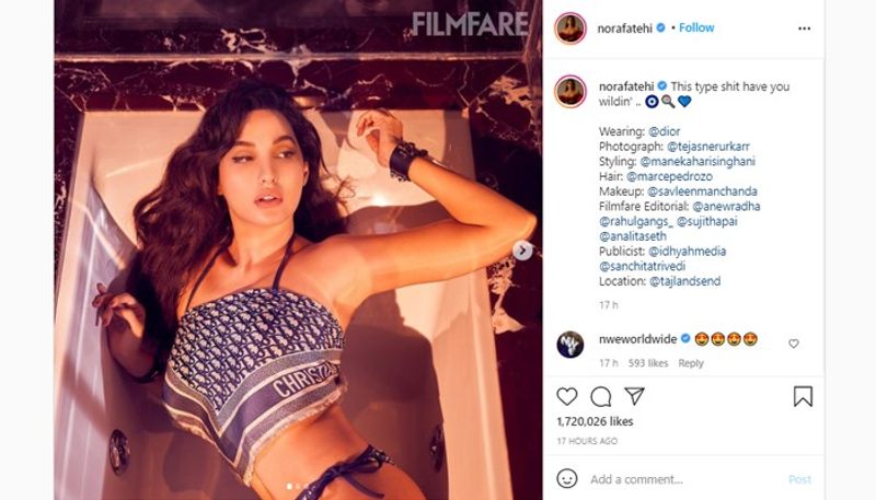 Nora Fatehi's bathtub pictures in sexy Dior bikini sets internet on fire RCB