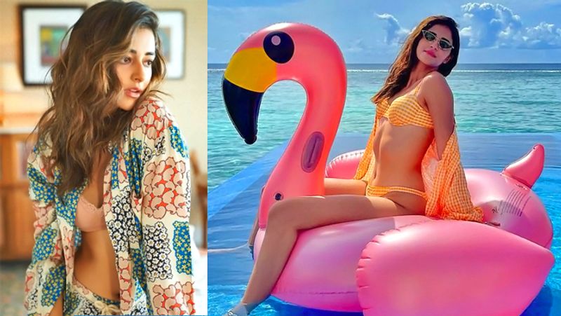 Ananya Panday poses at beach in orange bikini, actress looked beautiful with open hair