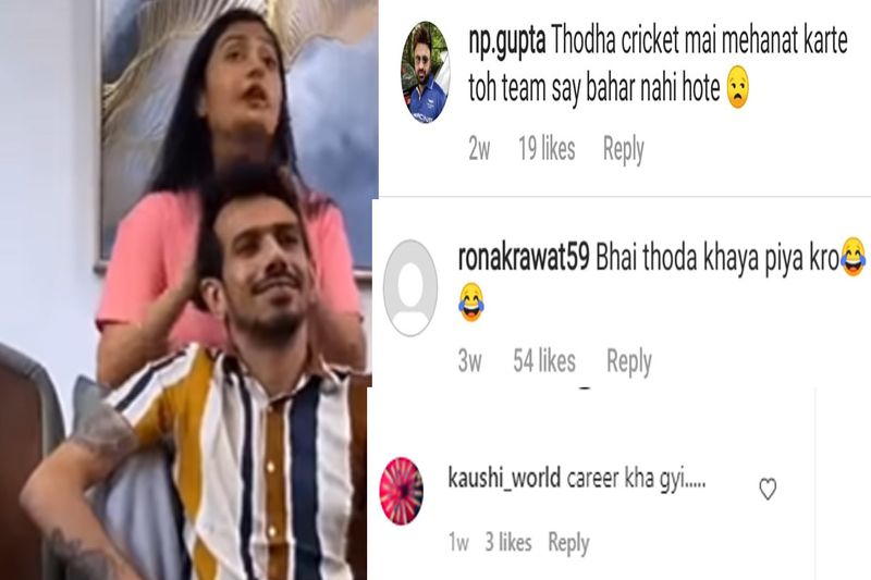 yuzvendra chahal gets trolled for getting head massage from wife dhanashree verma
