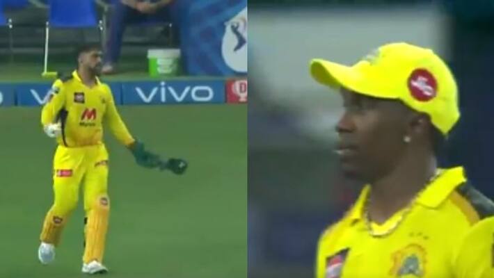 IPL 2021 CSK vs MI Watch MS Dhoni loses his cool at Dwayne Bravo IPL 2021 CSK vs MI Watch MS Dhoni loses his cool at Dwayne Bravo