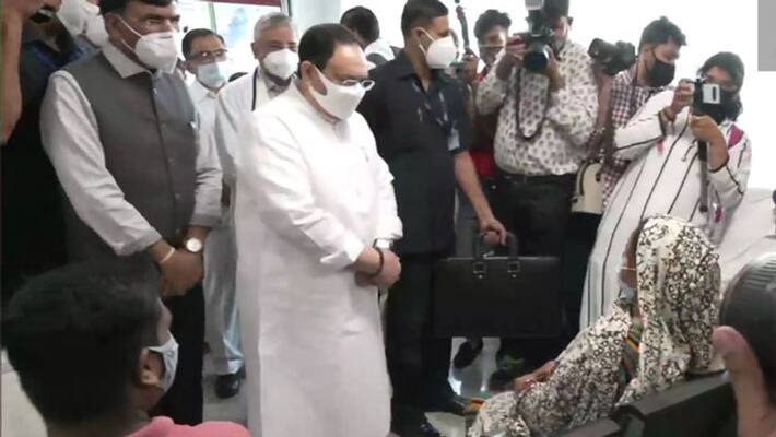 BJP national president JP Nadda visits a vaccination center at AIIMS BJP national president JP Nadda visits a vaccination center at AIIMS