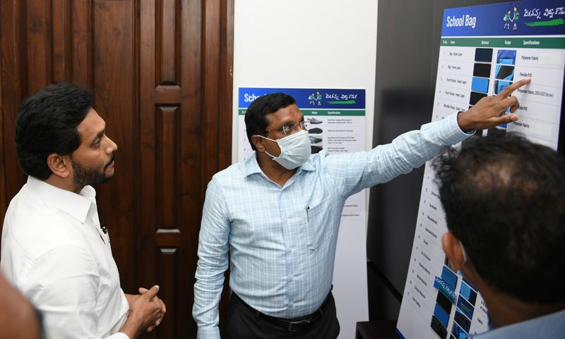 CM YS Jagan Checking on Vidya Kanuka scheme Shoes and School Bags