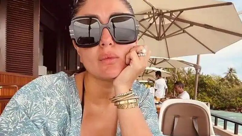 kareena kapoor poses in bikini without makeup, son jeh can be seen crying