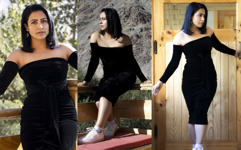bigg boss fame nandi rai stuns in black sleeve less out fit her latest photos goes viral