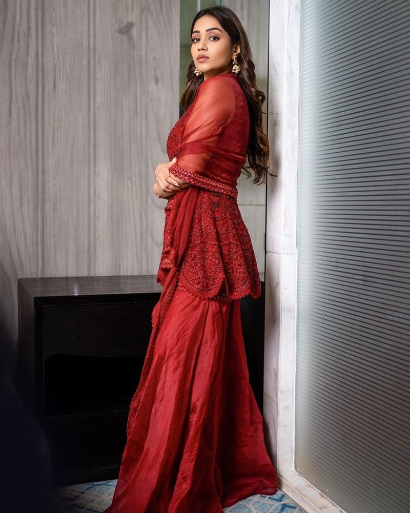 nivetha pethuraj raise the tempreture for hot red dress latest photos