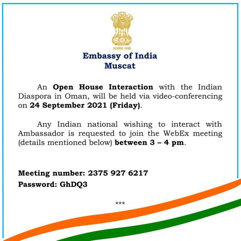 open house at Muscat Indian embassy will be on September 24