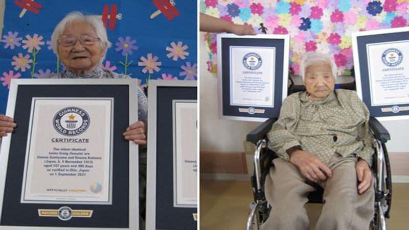 Japan oldest living twin sisters of age 100 years and 300 days recorder in World records