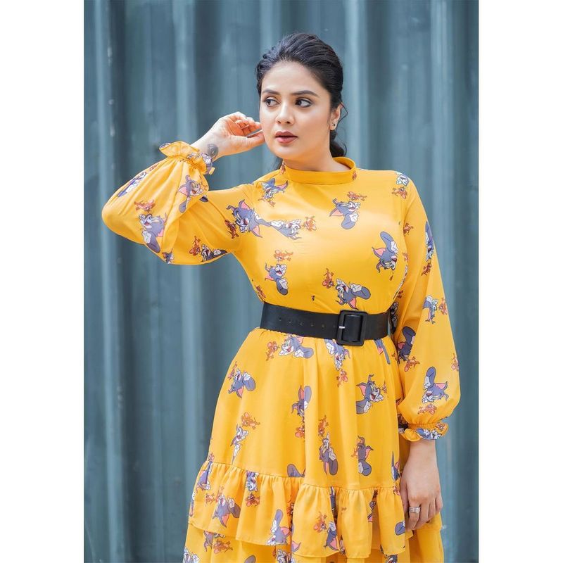 hot anchor sreemukhi grabs attention her latest photo shoot in short frack getting viral