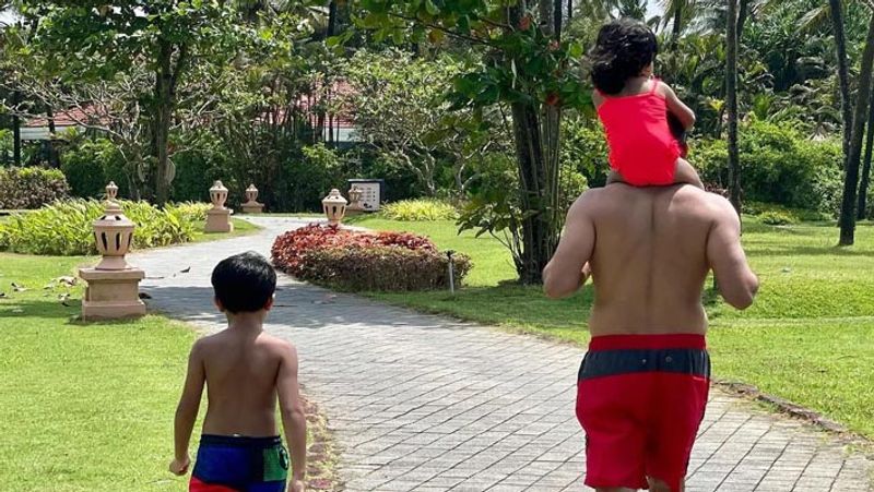 sameera reddy enjoying vacation with husband akshai varde and kids in goa