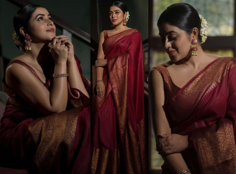 dhee fame heroin poorna turned traditional but her hotness never missed