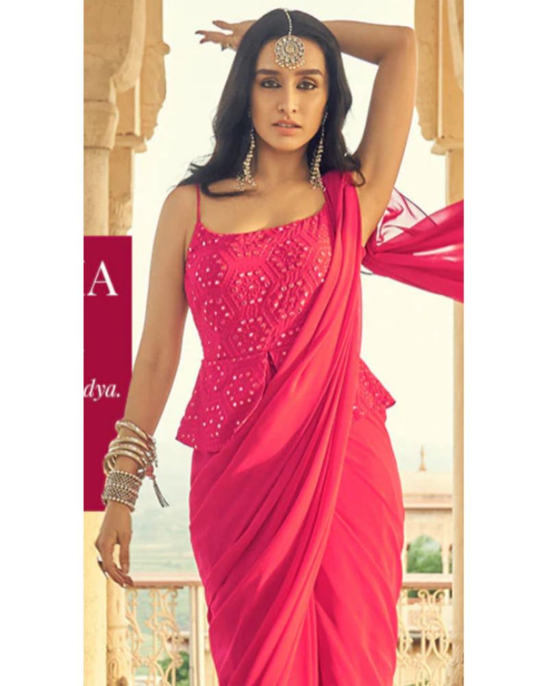 shraddha kapoor cleavage show redefine ethnic fashion with red dress