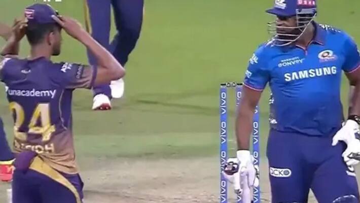 prasidh krishna induced kieron pollard intentionally in mi vs kkr match in ipl 2021 video goes viral prasidh krishna induced kieron pollard intentionally in mi vs kkr match in ipl 2021 video goes viral