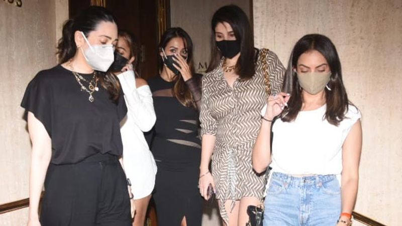 malaika arora spotted in black sizzling gown with nude makeup at late night party