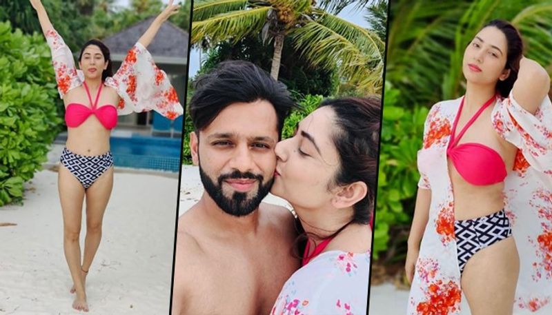 Mrs Rahul Vaidya aka Disha Parmar gets trolled for wearing bikini on Maldives beach