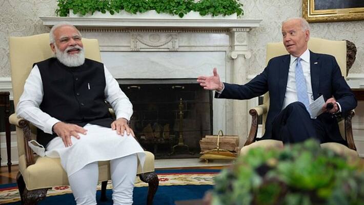PM Narendra Modi-President Joe Biden hold first bilateral meeting bpsb PM Narendra Modi-President Joe Biden hold first bilateral meeting bpsb