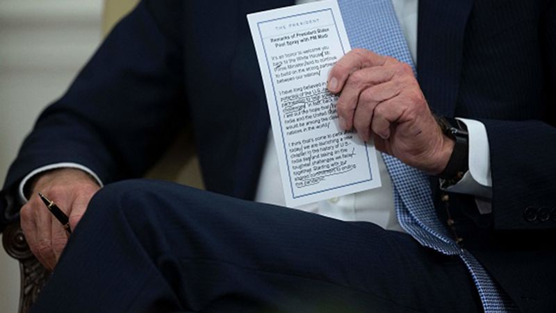 US President Joe Biden had brought notes during his meeting with PM Narendra Modi