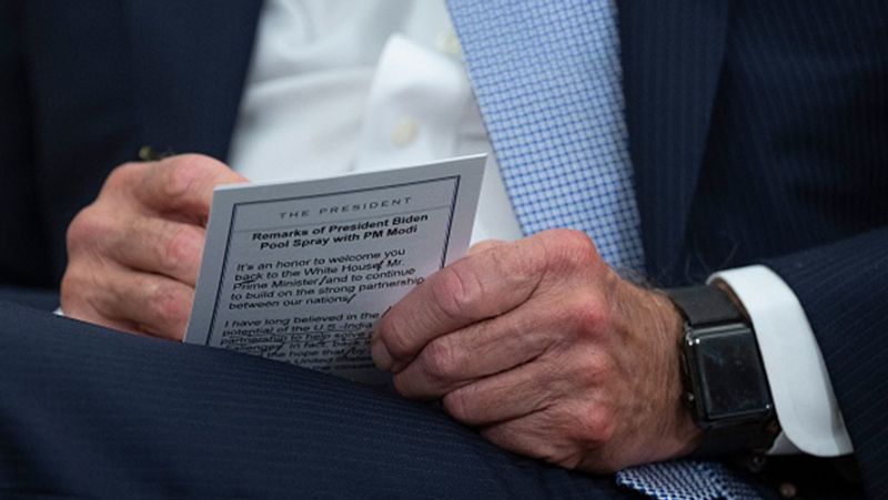 US President Joe Biden had brought notes during his meeting with PM Narendra Modi