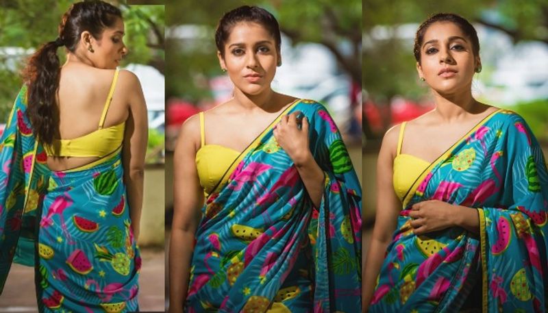 jabardasth rashmi amazing hot saree looks back mind block pics viral