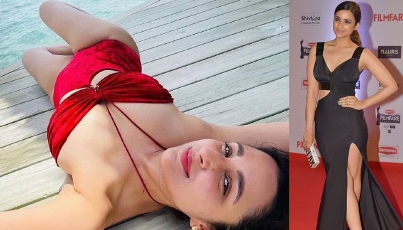 parineeti chopra sizzles in red hot monokini flaunts her sunburn from maldives