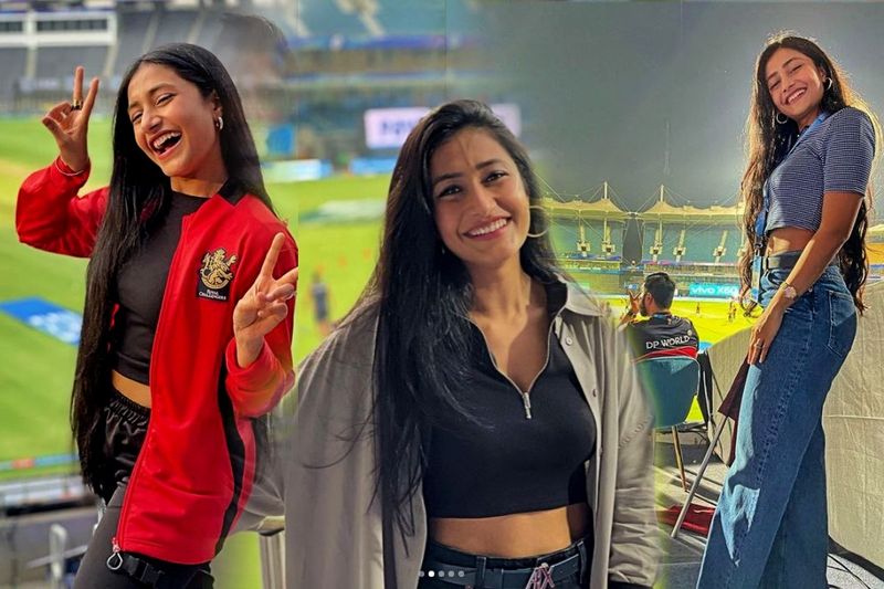 Yuzvendra chahal wife Dhanashree Verma looks hot and glamorous during RCB match in IPL 2021 spb
