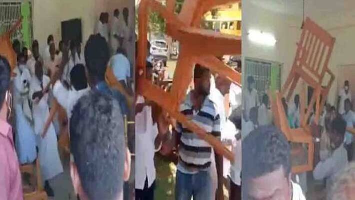 Congress party clash in the presence of Karthi Chidambaram Congress party clash in the presence of Karthi Chidambaram