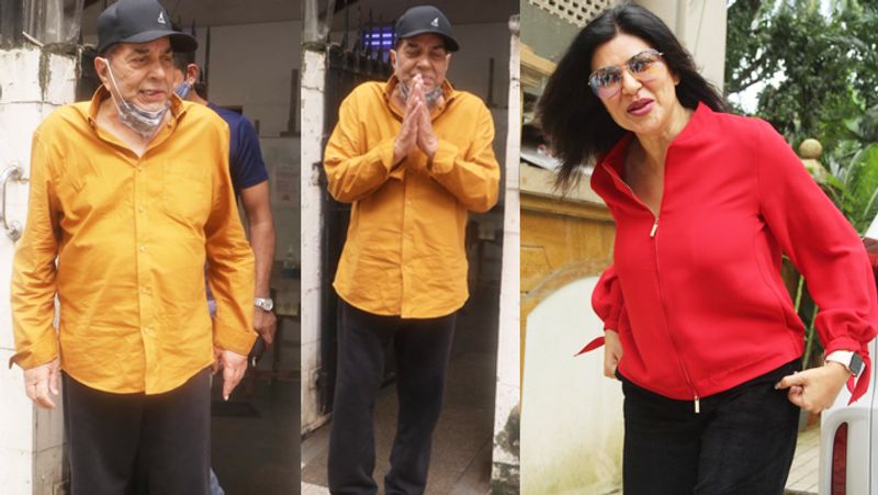 Dharmendra seen outside clinic, sushmita sen spotted posing in red and black dress