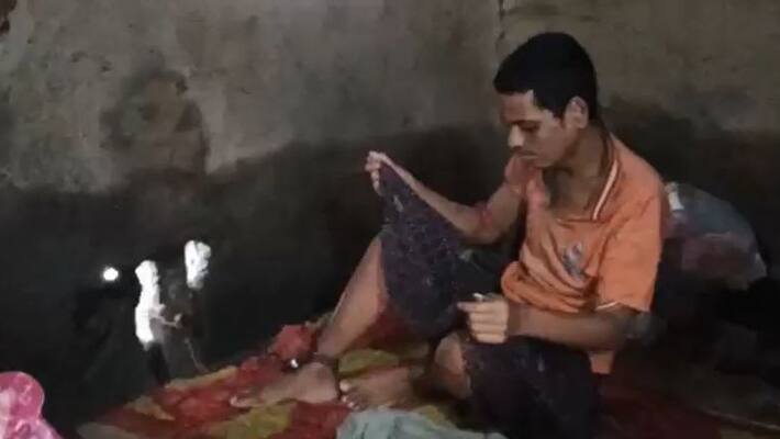 old parents keep mentally unbalanced boy with chain in Basanti bmm old parents keep mentally unbalanced boy with chain in Basanti bmm