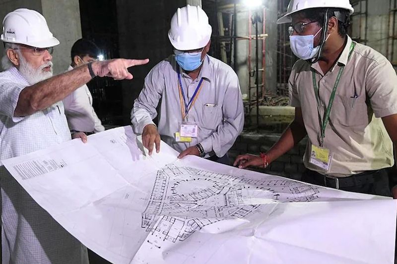 PM modi went to the construction site of new parliament building