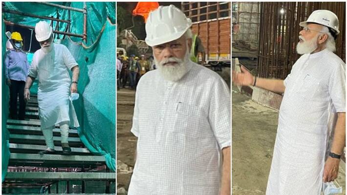 pm modi visits new parliament building construction site spends an hour bsm pm modi visits new parliament building construction site spends an hour bsm
