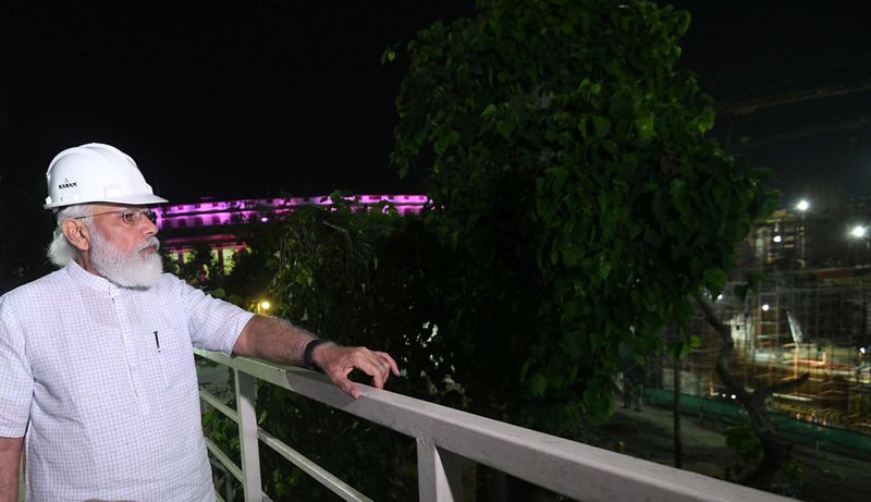 PM Modi visits new Parliament construction site at night bmm
