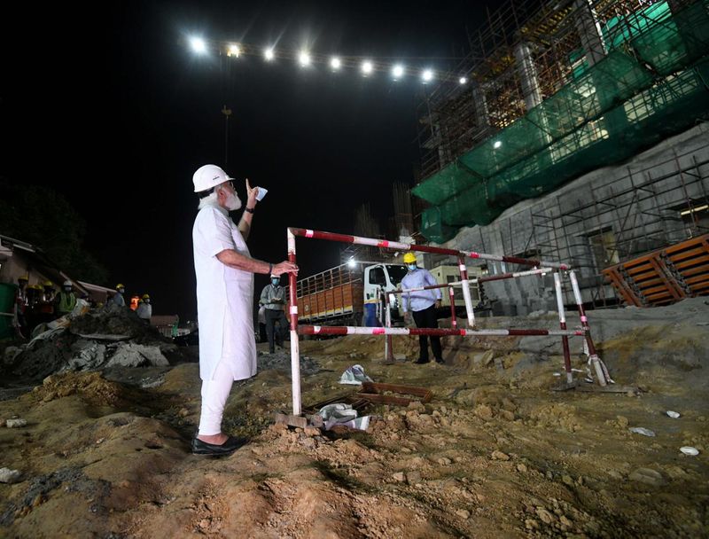 PM Modi visits new Parliament construction site at night bmm