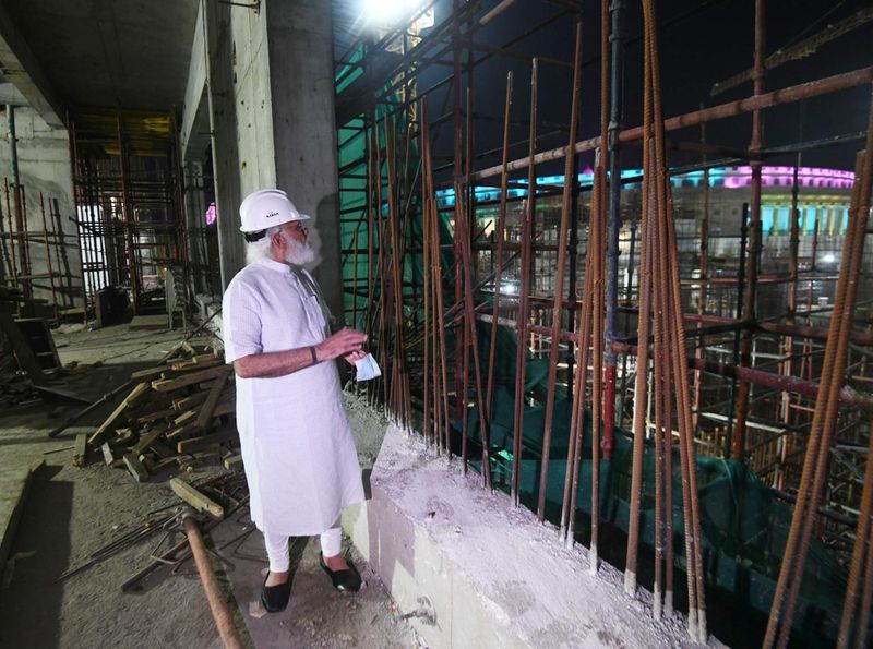 PM Modi visits new Parliament construction site at night bmm