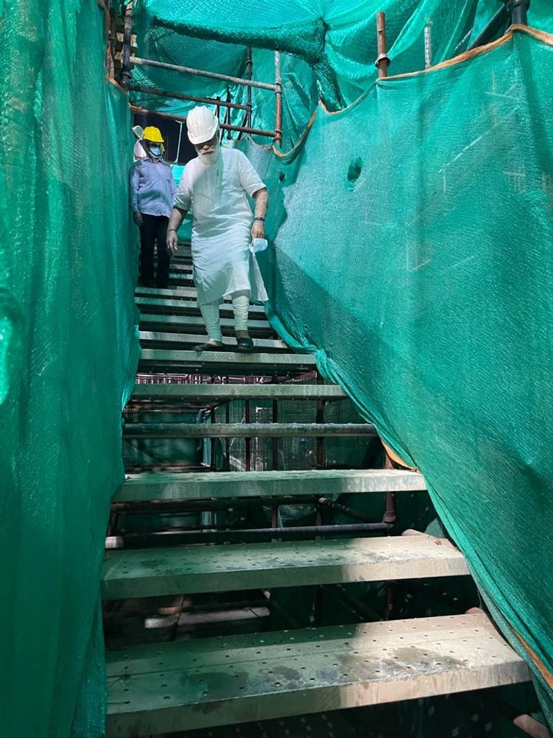 PM Modi visits new Parliament construction site at night bmm
