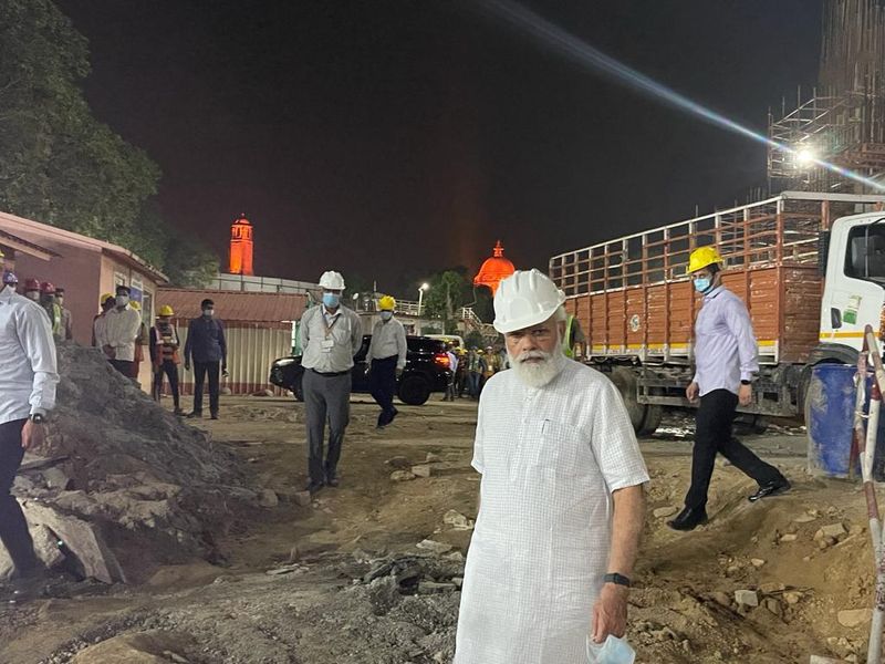 PM Modi visits new Parliament construction site at night bmm