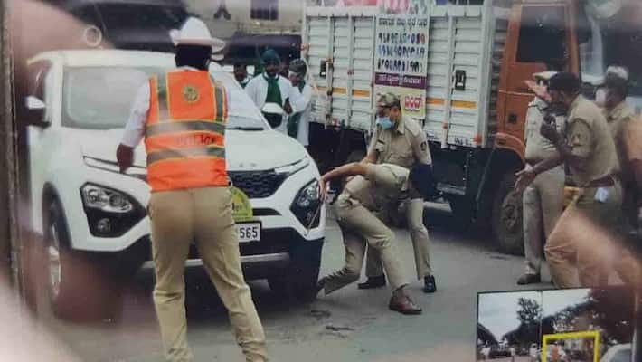 Bengaluru SUV runs over DCP's foot during farmers' rally in city gcw Bengaluru SUV runs over DCP's foot during farmers' rally in city gcw
