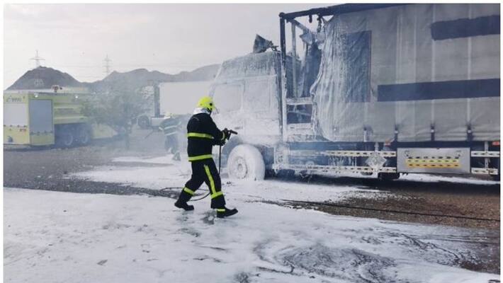 fire broke out in a truck in oman fire broke out in a truck in oman