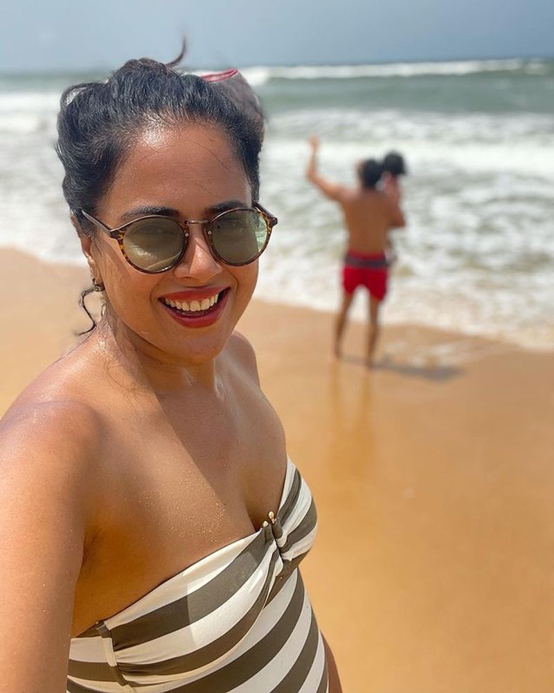 Sameera Reddy family vacation pics viral in social media
