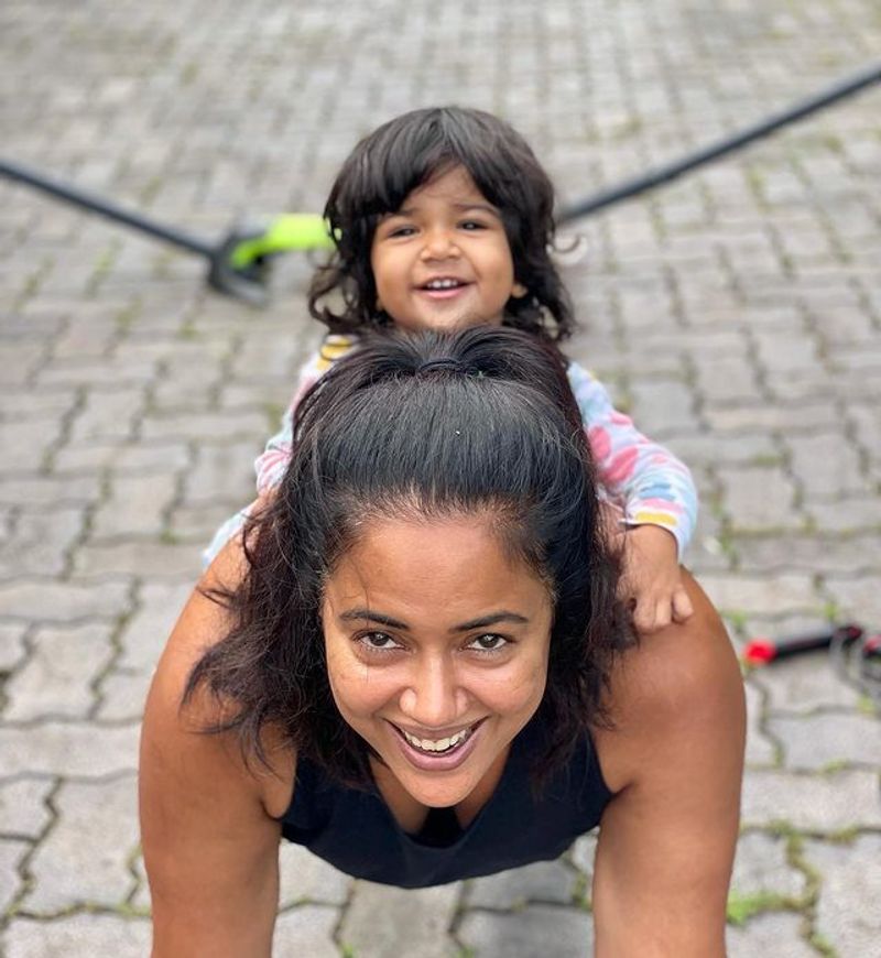 Sameera Reddy family vacation pics viral in social media