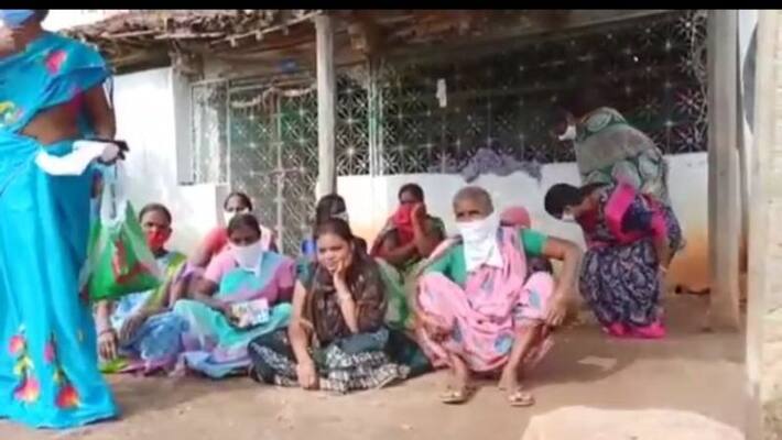 Woman stages protest in front of lovers house in jagitial district Woman stages protest in front of lovers house in jagitial district