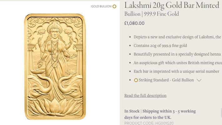 UK Royal Mint launches first-ever gold bar featuring Goddess Lakshmi to celebrate Diwali gcw UK Royal Mint launches first-ever gold bar featuring Goddess Lakshmi to celebrate Diwali gcw
