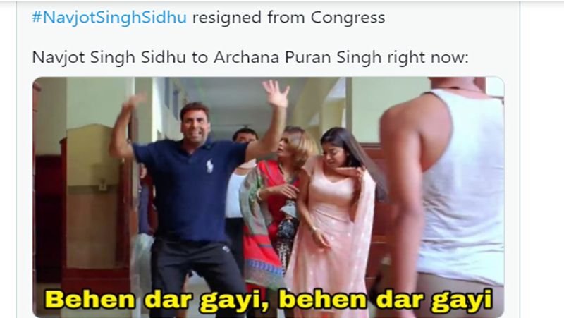 Navjot Singh Sidhu resigned, funny memes viral on social media targeting Archana Puran Singh